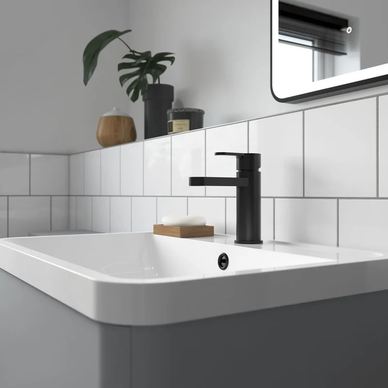 Lana Black Basin Mixer With Push Open Waste