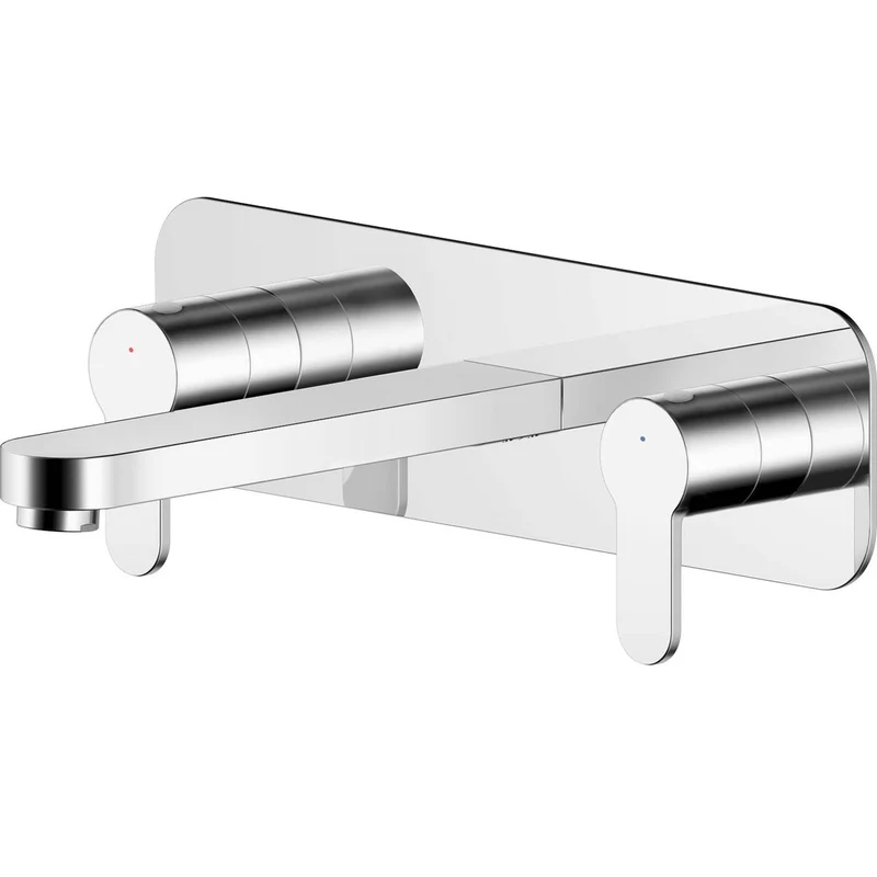 Lana Chrome 3 Hole Wall Mounted Basin Mixer Tap With Plate