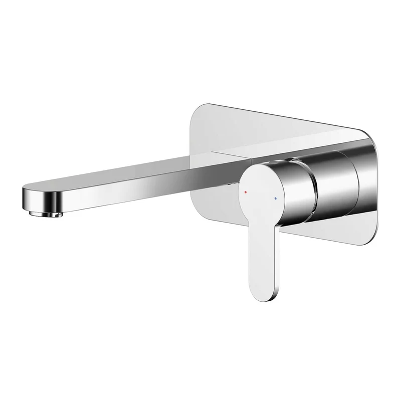 Lana Chrome 2 Hole Wall Mounted Basin Mixer Tap With Plate