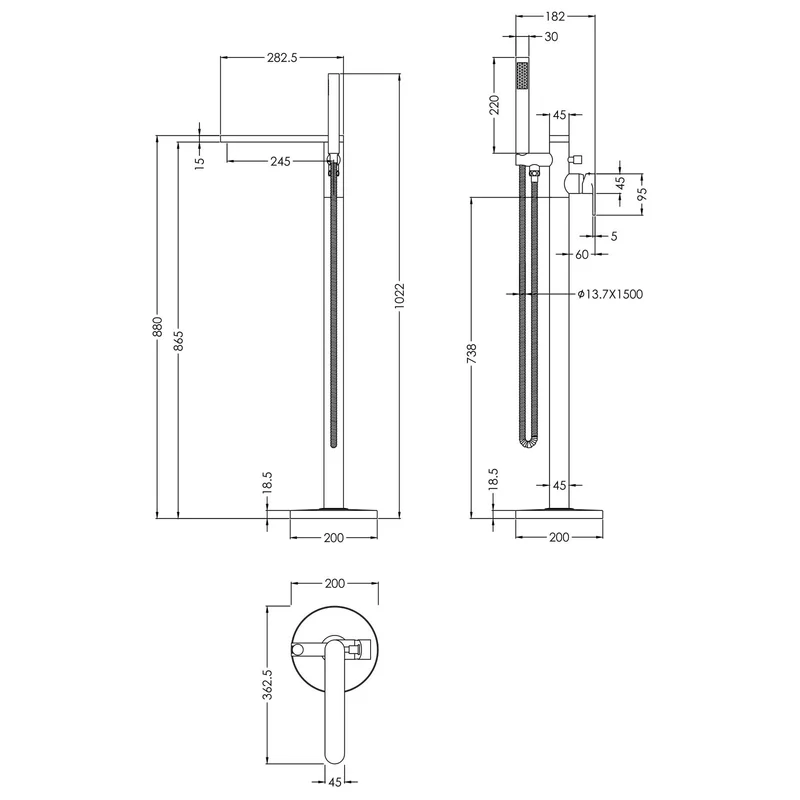Capri Chrome Freestanding Bath Shower Mixer