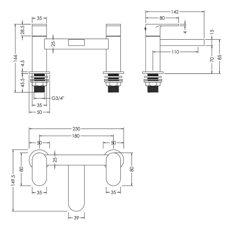 Capri Chrome Bath Filler