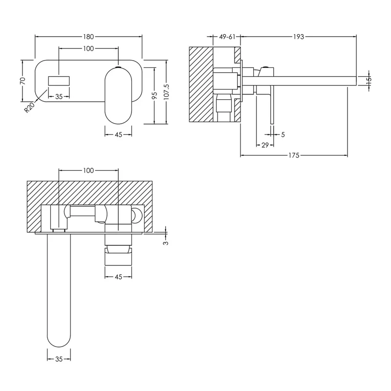Capri Chrome 2 Hole Wall Mounted Basin Mixer With Plate