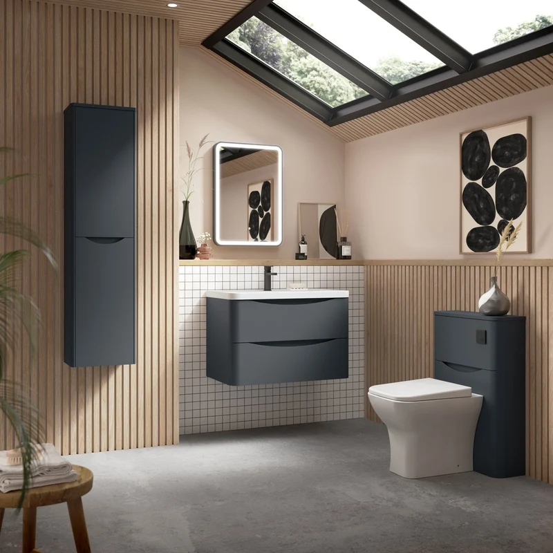 Nuie Lunar 550mm Wc Unit Contemporary Soft Black MFC Painted Matt 800x550x205mm