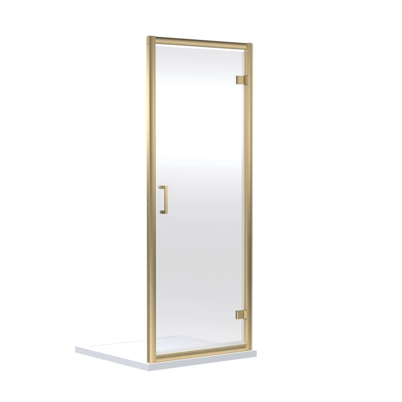 Nuie Rene 1900 X 760mm Hinged Shower Door Contemporary Brushed Brass Aluminium 1900x750x44mm