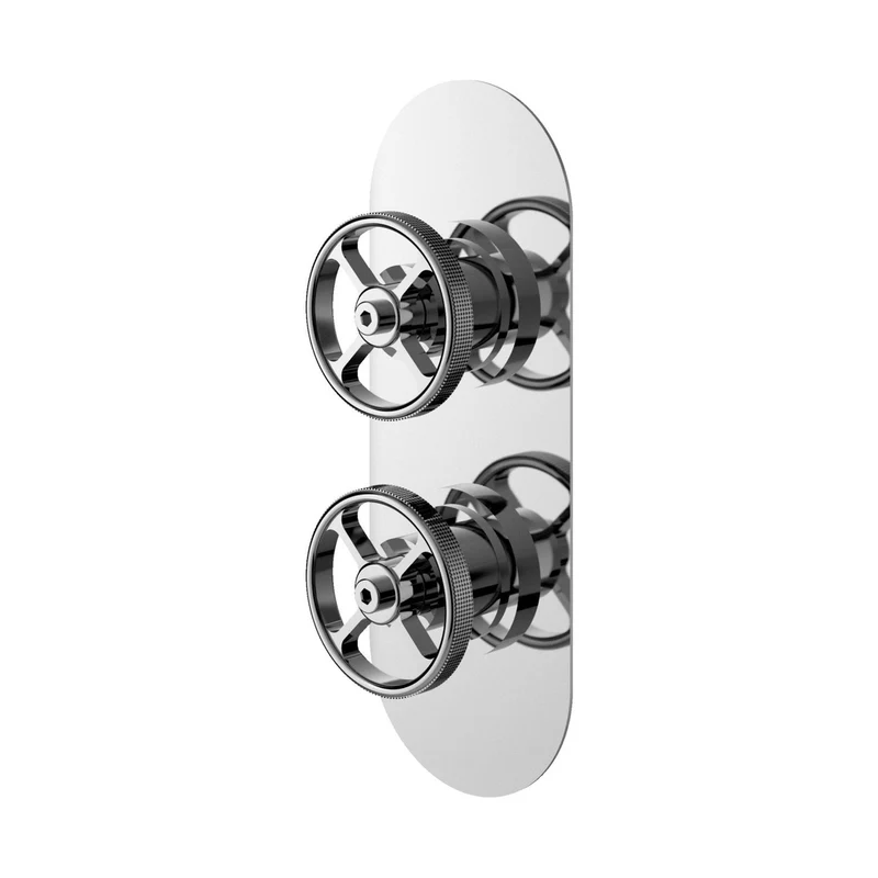 Nuie 2 Outlet Valves Twin Valve With Diverter Traditional Chrome Brass ABS 215x80x143mm