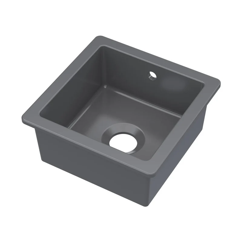 Nuie Undermount Single Bowl With Overflow 457x457x203 Traditional Soft Black Fireclay 203x457x457mm