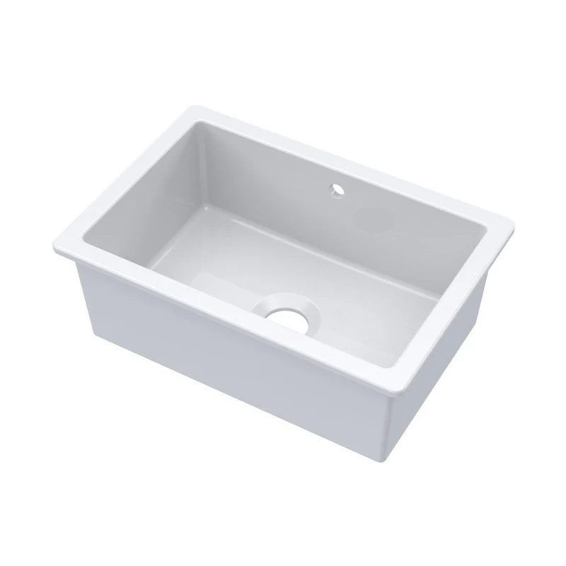Nuie Undermount Single Bowl With Overflow 711x483x254 Traditional White Fireclay 254x711x483mm