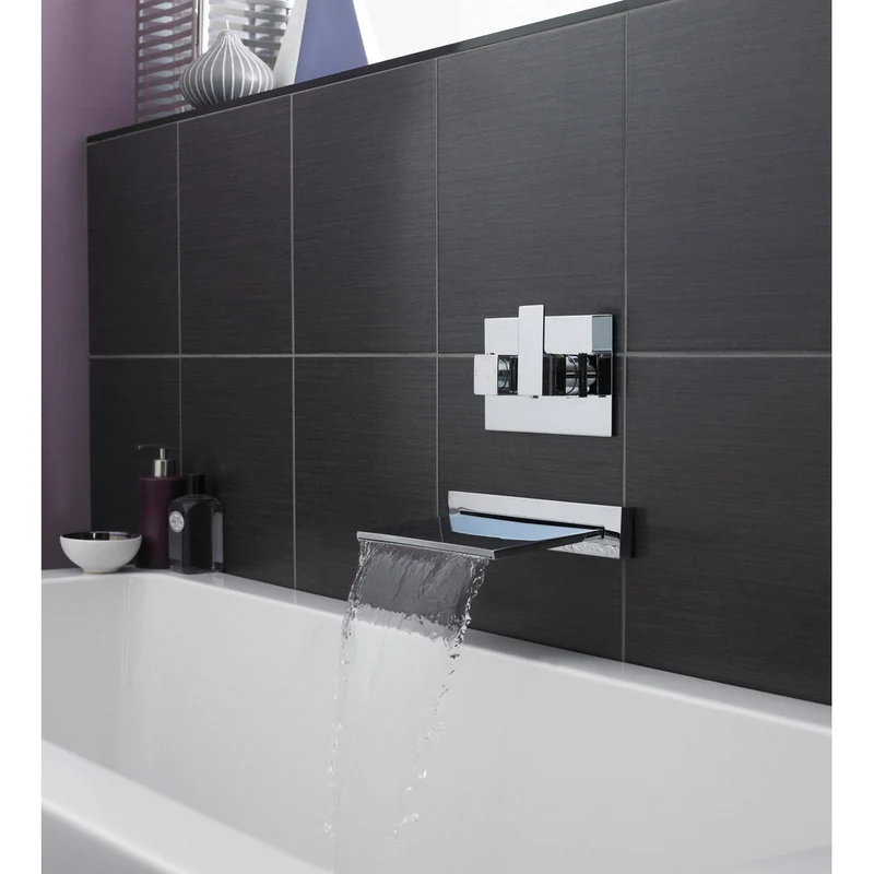 Nuie Fixed Heads Bath Filler Contemporary Chrome Brass 30x290x146mm
