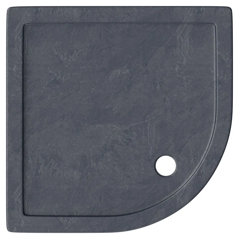 Slate Effect Stone Resin Quadrant Shower Tray & Waste 800 x 800mm