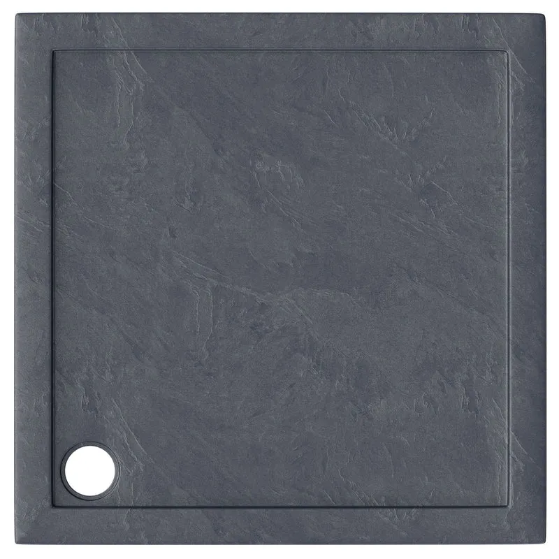 Slate Effect Stone Resin Square Shower Tray & Waste 900 x 900mm