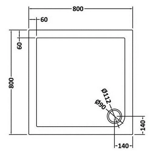 Slate Effect Stone Resin Square Shower Tray & Waste 800 x 800mm