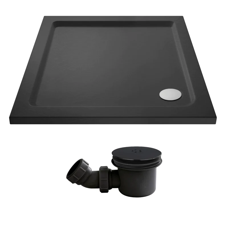 Slate Effect Stone Resin Square Shower Tray & Waste 760 x 760mm