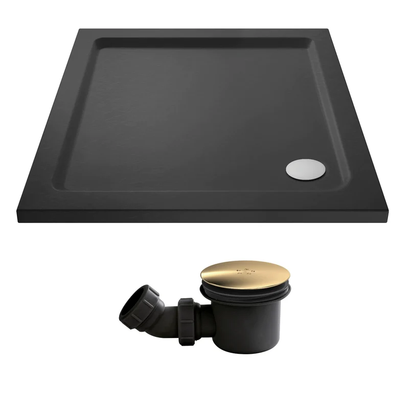 Slate Effect Stone Resin Square Shower Tray & Waste 760 x 760mm