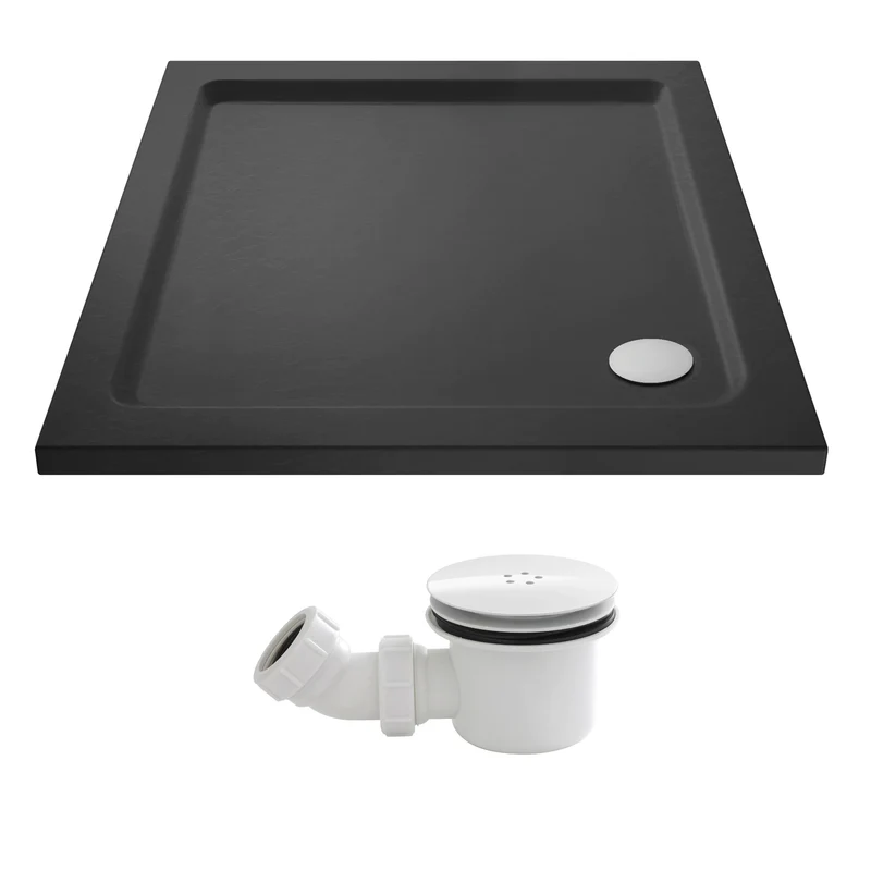Slate Effect Stone Resin Square Shower Tray & Waste 760 x 760mm