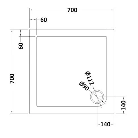 Slate Effect Stone Resin Square Shower Tray & Waste 700 x 700mm