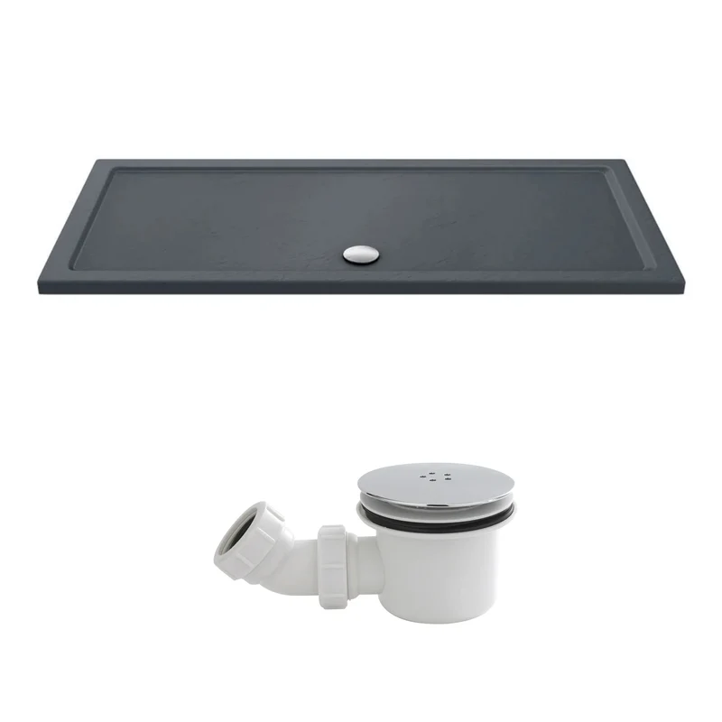 Slate Effect Stone Resin Rectangular Shower Tray & Waste 1800 x 900mm
