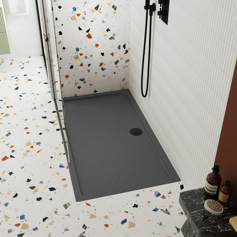 Slate Effect Stone Resin Rectangular Shower Tray & Waste 1700 x 900mm