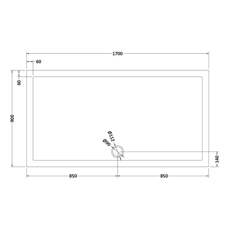 Slate Effect Stone Resin Rectangular Shower Tray & Waste 1700 x 900mm