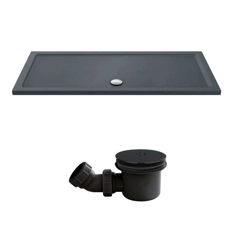 Slate Effect Stone Resin Rectangular Shower Tray & Waste 1700 x 760mm