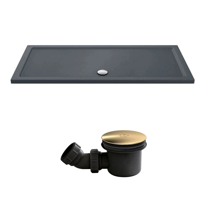 Slate Effect Stone Resin Rectangular Shower Tray & Waste 1700 x 760mm