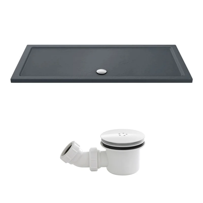 Slate Effect Stone Resin Rectangular Shower Tray & Waste 1700 x 700mm