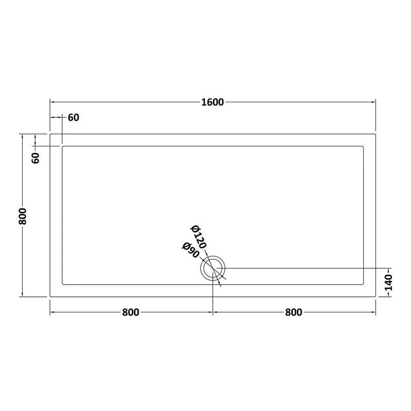 Slate Effect Stone Resin Rectangular Shower Tray & Waste 1600 x 800mm