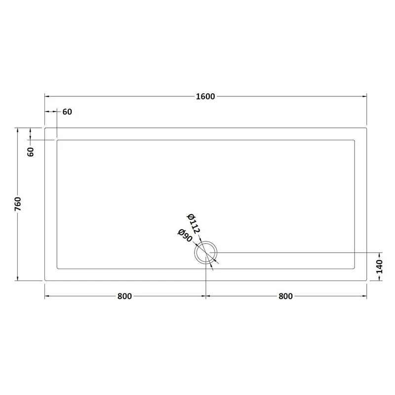Slate Effect Stone Resin Rectangular Shower Tray & Waste 1600 x 760mm