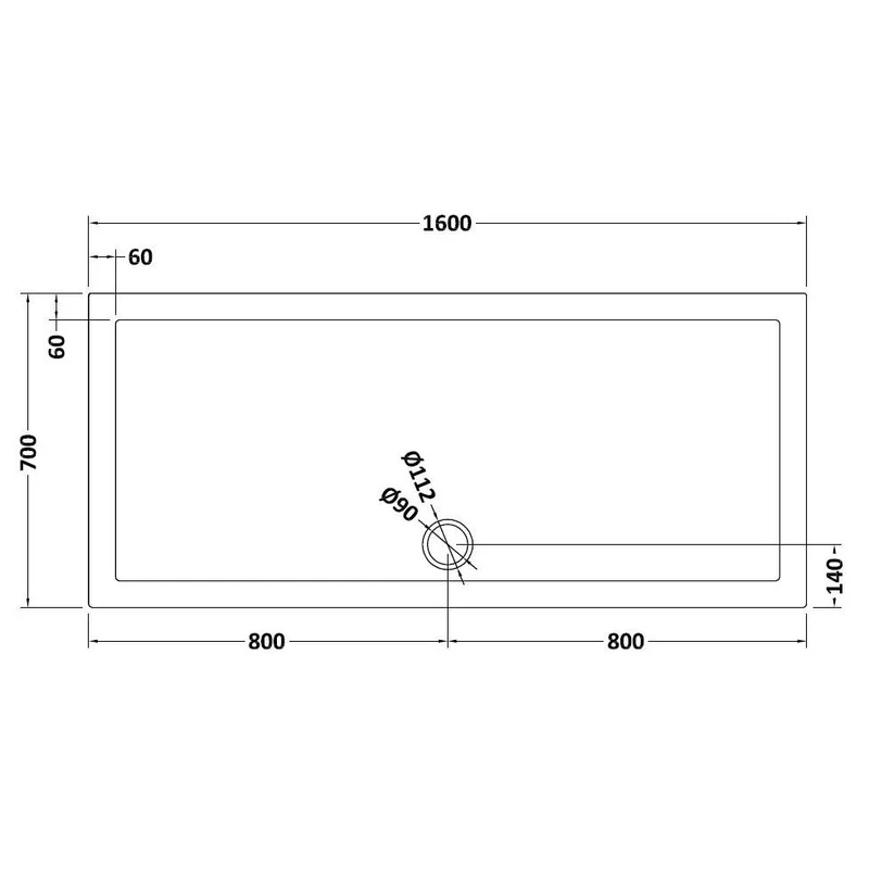 Slate Effect Stone Resin Rectangular Shower Tray & Waste 1600 x 700mm