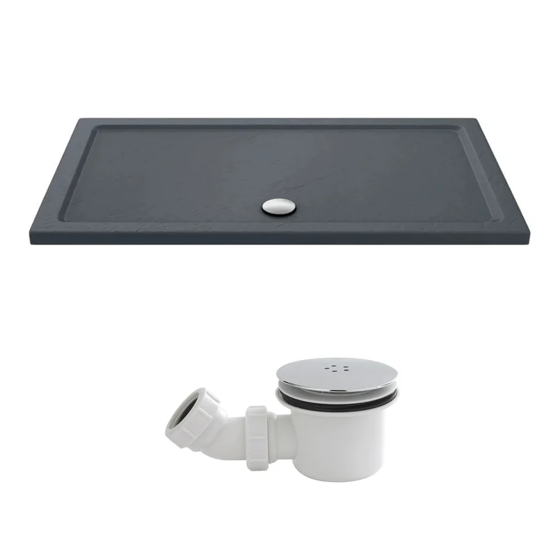 Slate Effect Stone Resin Rectangular Shower Tray & Waste 1500 x 900mm