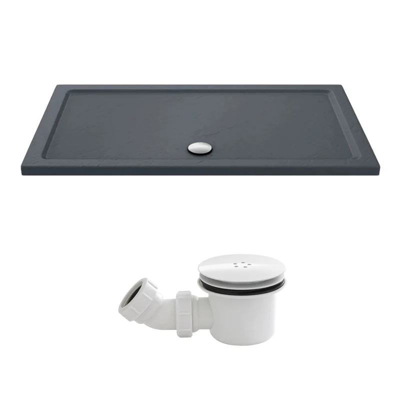 Slate Effect Stone Resin Rectangular Shower Tray & Waste 1500 x 900mm