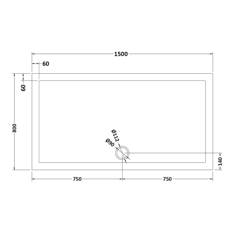 Slate Effect Stone Resin Rectangular Shower Tray & Waste 1500 x 800mm