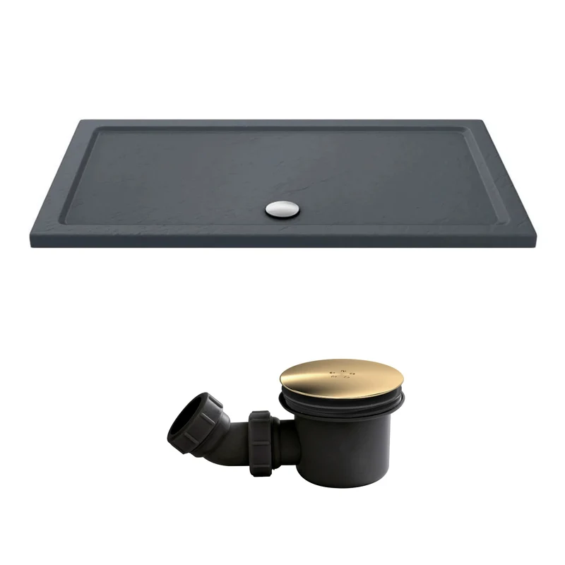 Slate Effect Stone Resin Rectangular Shower Tray & Waste 1500 x 800mm
