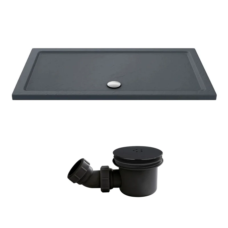Slate Effect Stone Resin Rectangular Shower Tray & Waste 1500 x 760mm