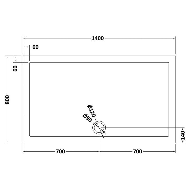 Slate Effect Stone Resin Rectangular Shower Tray & Waste 1400 x 800mm