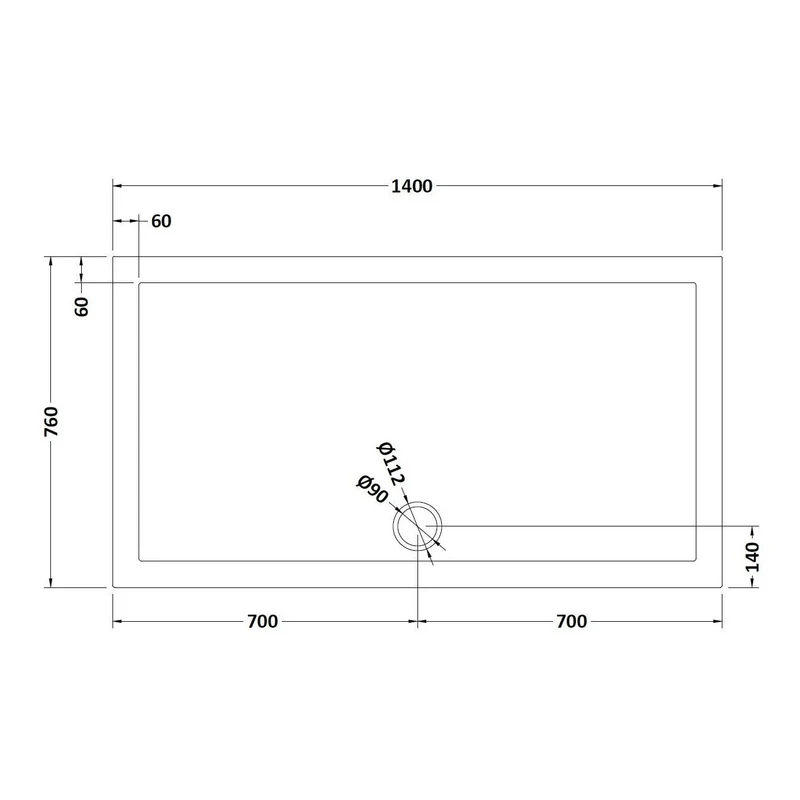Slate Effect Stone Resin Rectangular Shower Tray & Waste 1400 x 760mm