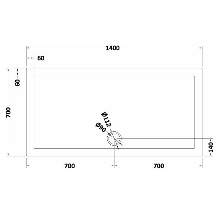 Slate Effect Stone Resin Rectangular Shower Tray & Waste 1400 x 700mm
