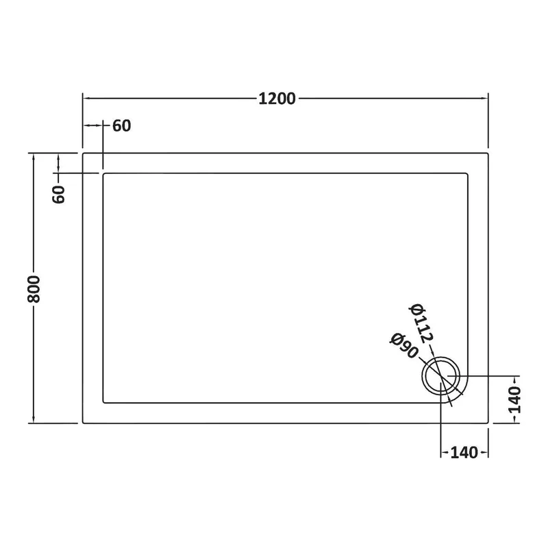Slate Effect Stone Resin Rectangular Shower Tray & Waste 1200 x 800mm