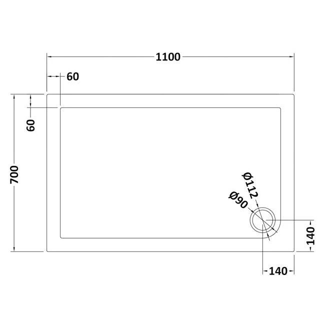 Slate Effect Stone Resin Rectangular Shower Tray & Waste 1100 x 700mm