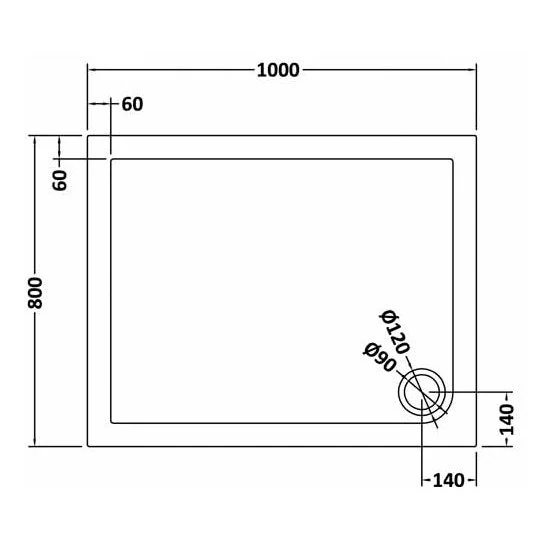 Slate Effect Stone Resin Rectangular Shower Tray & Waste 1000 x 800mm