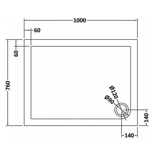 Slate Effect Stone Resin Rectangular Shower Tray & Waste 1000 x 760mm