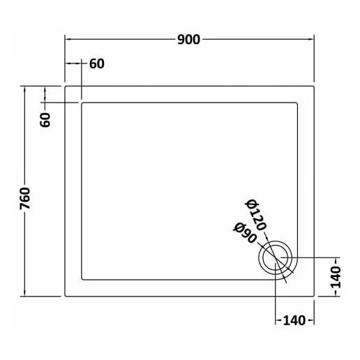 Slate Effect Stone Resin Rectangular Shower Tray & Waste 900 x 760mm