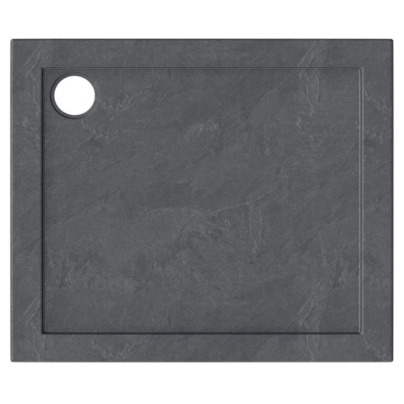 Slate Effect Stone Resin Rectangular Shower Tray & Waste 900 x 700mm