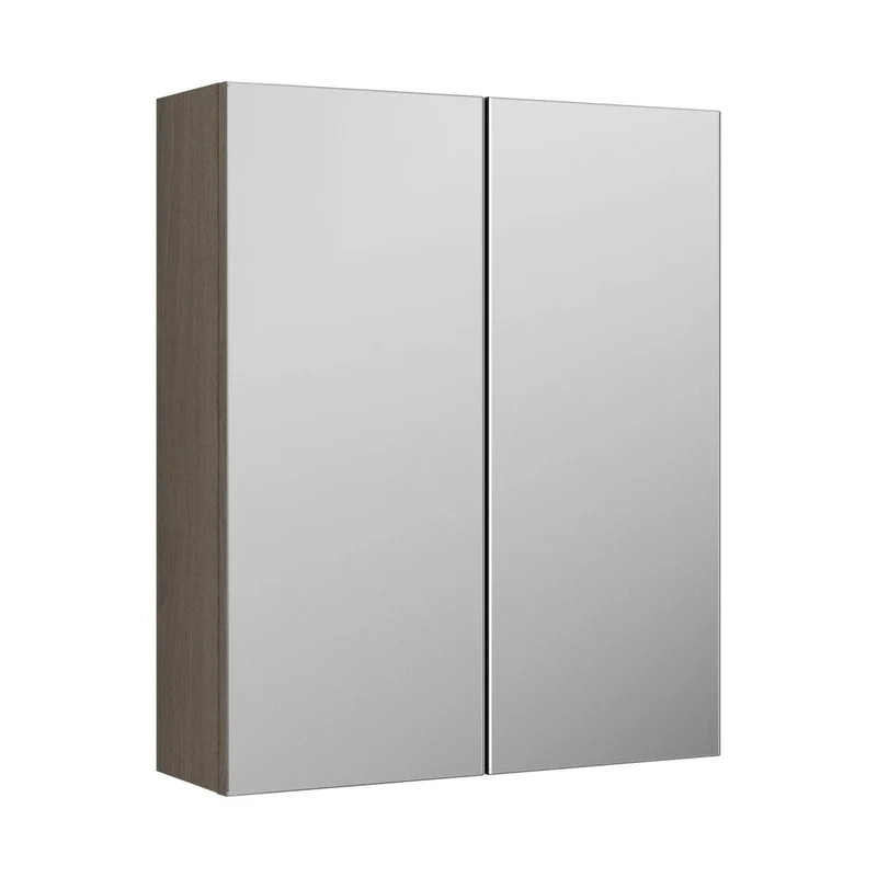 Nuie Arno 600mm Mirror Unit (50/50) Contemporary Solace Oak MFC Textured Woodgrain 715x600x182mm