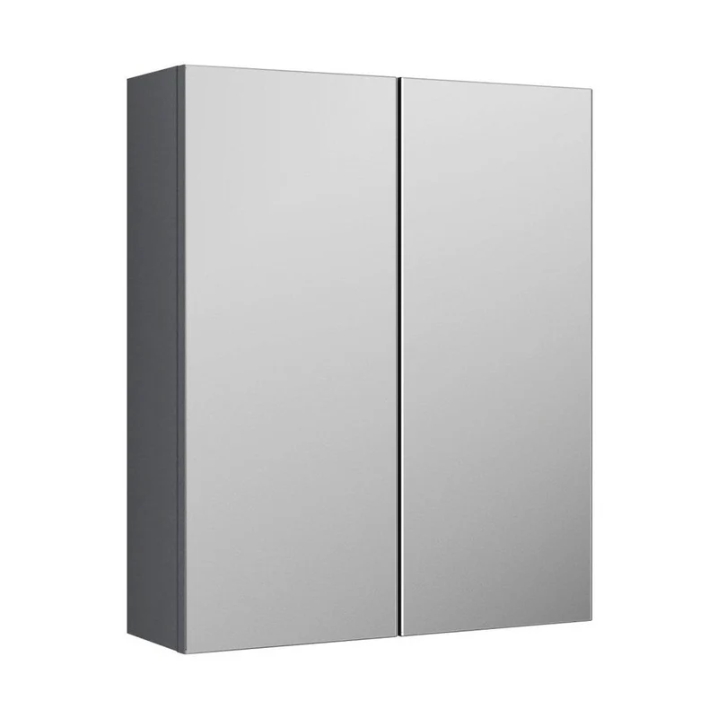 Nuie Arno 600mm Mirror Unit (50/50) Contemporary Satin Grey MFC Painted Matt 715x600x182mm