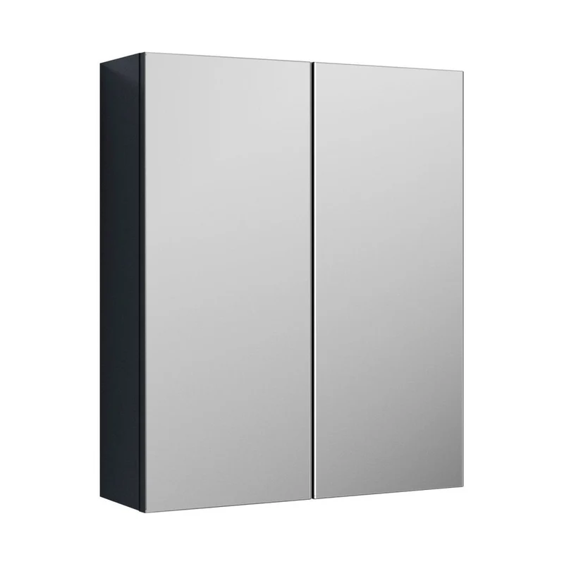 Nuie Parade 600mm Mirror Unit (50/50) Contemporary Soft Black MFC Painted Matt 715x600x182mm