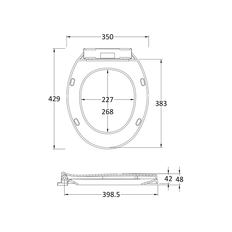 Nuie Soft Close Toilet Seat Contemporary White Polypropylene 50x350x420mm