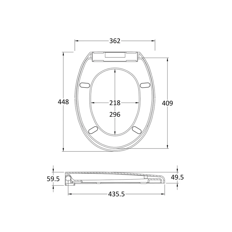 Nuie Standard Soft Close Toilet Seat Contemporary White Polypropylene 60x362x448mm