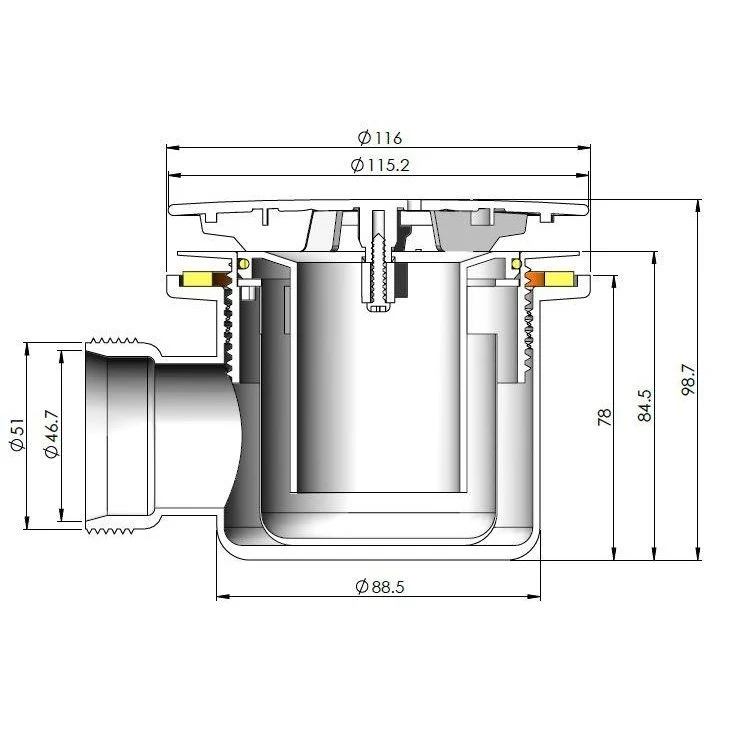 90mm Fast Flow Shower Tray Waste - Black & Brushed Brass