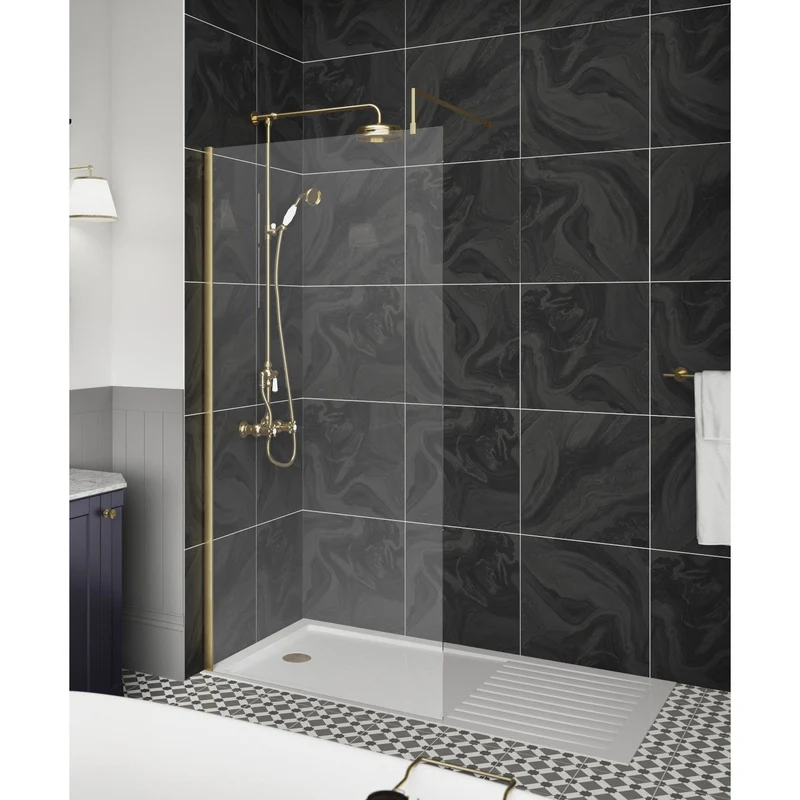 Vista 8mm Brushed Brass Walk-In Shower Screen - 1850mm