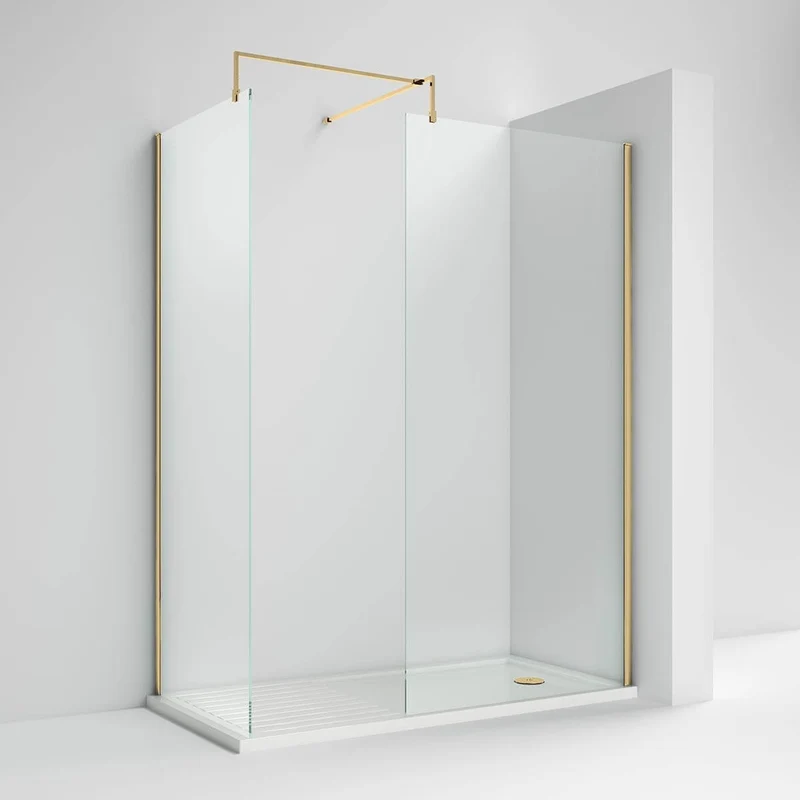 Vista 8mm Brushed Brass Walk-In Shower Screen - 1850mm